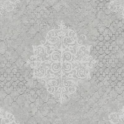 Lustre Metallic 3D Embossed Damask Wallpaper Roll — Silver