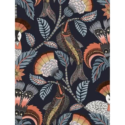 Ardmore-Jabula Nene 33' L x 20.5" W Wallpaper Roll — Terracotta,Cerulean Blue,Heath Gray