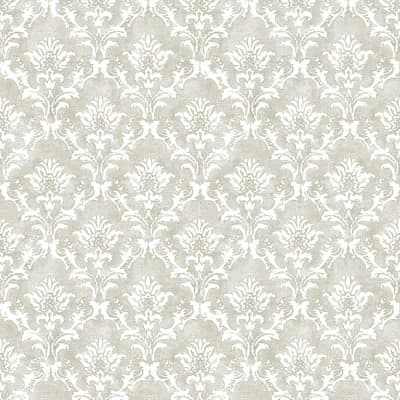 Azulejo Distressed Floral Damask 33' L x 21" W Wallpaper Roll — Sand Beige