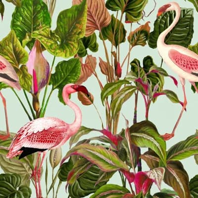 Floral Non-Pasted Satin and Matte Wallpaper Roll — Green,Pink