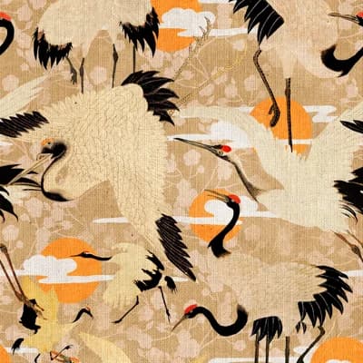World of Fabrics Non-Pasted Matte Wallpaper Roll — Orange,Taupe,Black