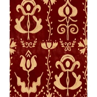 GRANDMA'S STENCIL Milky Blue Wallpaper — Red,Taupe
