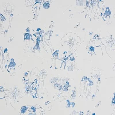 Schumacher x Peg Norriss Toile De Femmes Wallpaper — Rose,Camel