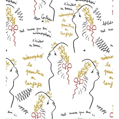 Ecriture Non-Pasted Matte Wallpaper Double Roll by Jean Cocteau — Noir