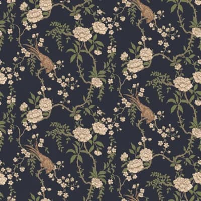 Lady Charlotte Birdsong 10' L x 24" W Wallpaper Roll — Black