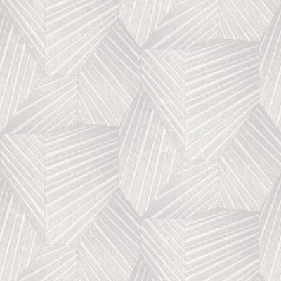 Elle Decoration Elle Decor Geometric Triangle Design 3D Embossed Glitter/Shimmer 33' L x 21" W Wallpaper Roll — Light Gray,Cream