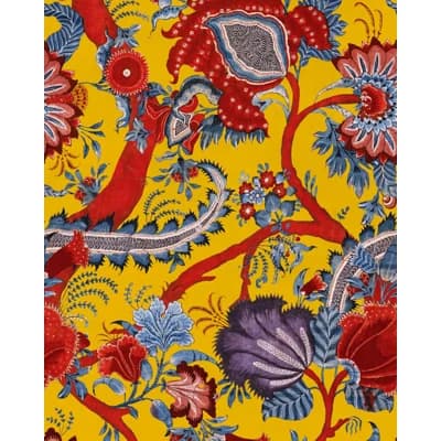 Chinese Garden Paisley Non-Pasted Satin and Matte Wallpaper Roll — Yellow,Red,Blue