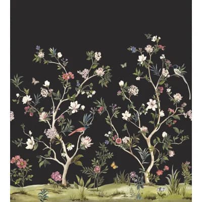 Trinesha Floral Non-Pasted Matte Wall Mural — Matte Black