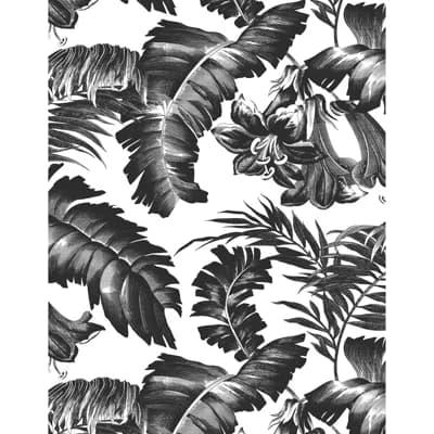 Libreria - Papeles Floral Vinyl Wallpaper Roll — Black,White