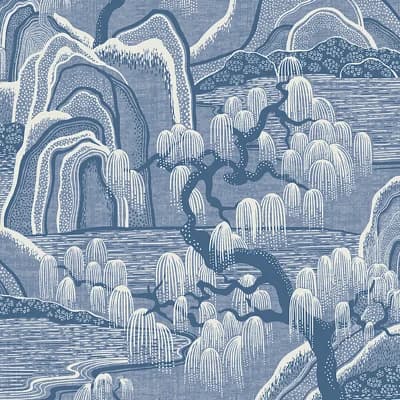 Boråstapeter Indigo Garden Wallpaper — Blue,White