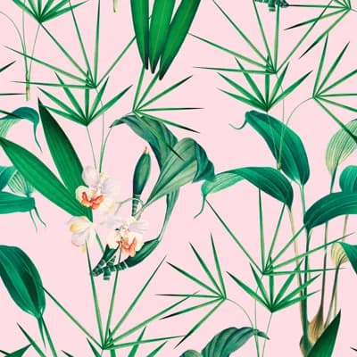 Palm Springs Floral Non-Pasted Satin and Matte Wallpaper Roll — Green,White,Pink