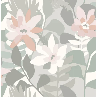 Floral Non-Pasted Wallpaper Roll — Green