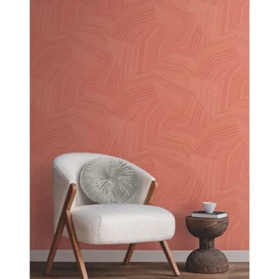 Geometric Non-Pasted Metallic Wallpaper Roll — Desert Red