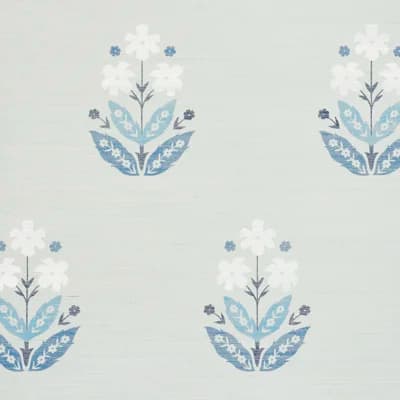 Floweret Sisal Wallpaper — Blues