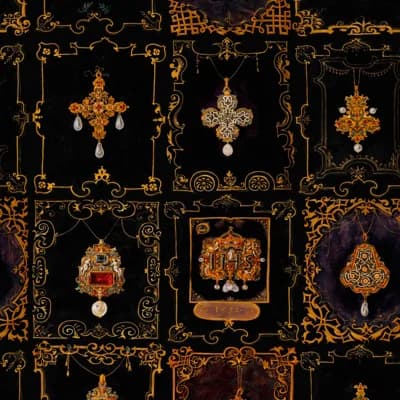 Renascimento Geometric Non-Pasted Matte Wallpaper Roll — Gold,Black