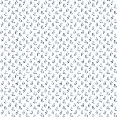 Small Prints Vintage Floral Bud 33' L x 21" W Wallpaper Roll — Navy,Blue