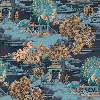 Floral Non-Pasted Wallpaper Double Roll — Blue