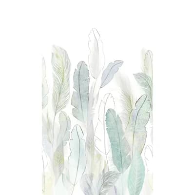 Orom II Collection Feathered Leaves 62.5-inches wide x 9.18-feet high 3-panel Wall Mural — Beige