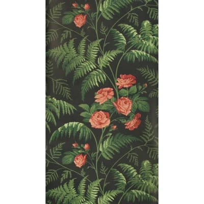 Floral Non-Pasted Matte Wallpaper Roll — Red,Green,Charcoal