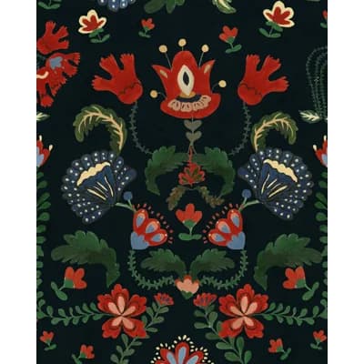 Transylvanian Roots Floral Non-Pasted Matte Wallpaper Roll — Black,Green,Red,Taupe