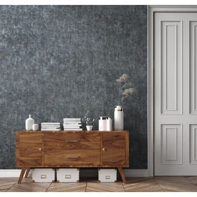Feel Metallic Scratched Plaster Effect 33' L x 21" W Wallpaper Roll — Blue
