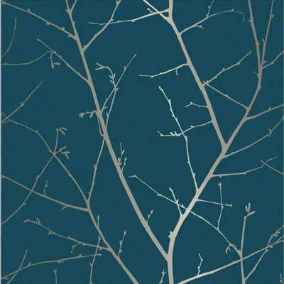 Floral Non-Pasted Metallic Wallpaper Double Roll — Teal