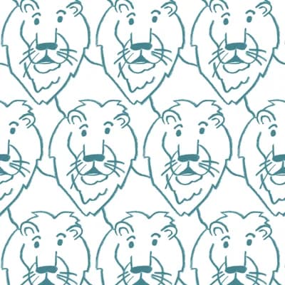 Lions! 10' L x 24" W Peel and Stick Wallpaper Roll — Blue,White