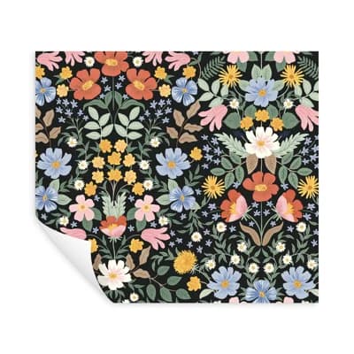 Bramble Garden 20" L x 27" W Peel and Stick Wallpaper Roll — Black