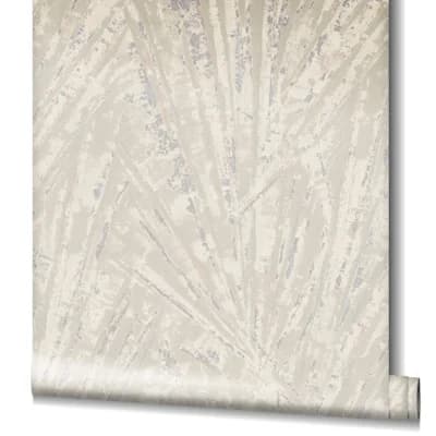 Earth Collection Textured Fan Palm Sheen Wallpaper Roll — Beige