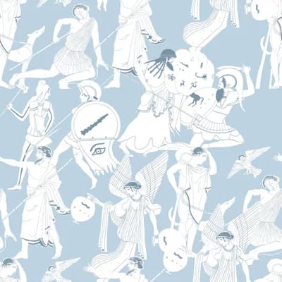 Mythos 33' L x 20.5" W  Wallpaper Roll — Blue
