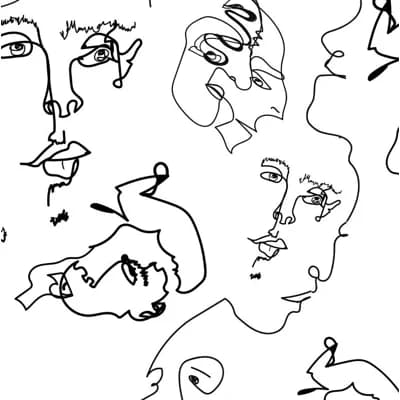 Lets Face Abstract Non-Pasted Matte Wallpaper Roll by Jamie Graney — White,Black