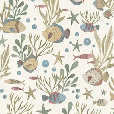 Little Dreamers Collection Underwater Fish Wallpaper Roll — Beige
