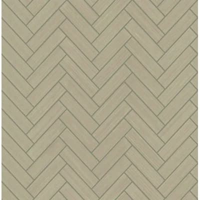 Chevron Vinyl Peel & Stick Metallic Wallpaper Roll — Khaki,Metallic Silver