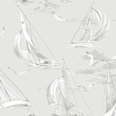 Boråstapeter Sailboats Wallpaper — Light Gray