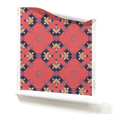 Eva | Diamond Pattern Wallpaper Double Roll — Beige,Pink,Navy,Blue