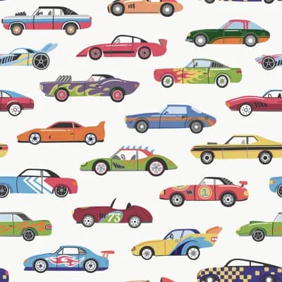 Kids and Teens Collection Dinky Racecars Wallpaper Roll — Red