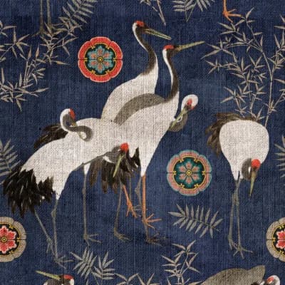 World of Fabrics Non-Pasted Matte Wallpaper Roll — Black,Blue,White