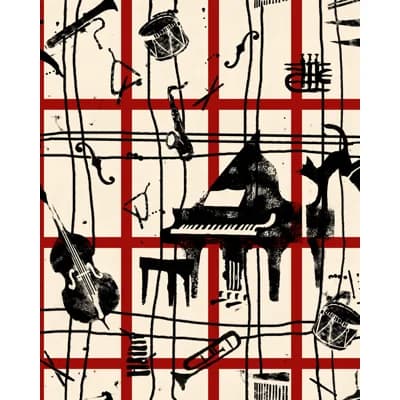 JAZZ LIVE Wallpaper Roll — BLACK,RED,TAUPE
