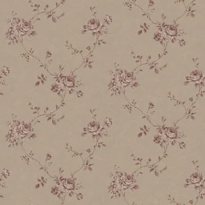 Palazzo 2 Floral Rose Wallpaper Roll — Light Brown,Burgundy