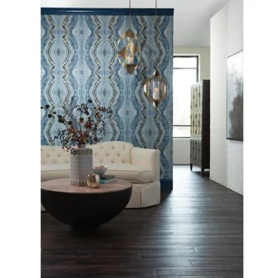 Antonina Vella Elegant Earth Marble Non-Pasted Satin Wallpaper Double Roll by Angela Staehling — Blue