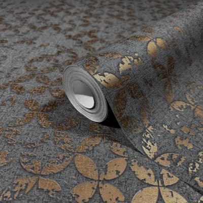 City Romance Collection Stippled Geometric Wallpaper Roll — Black