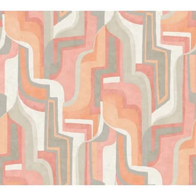 Tulum Khaki Surreal Shapes Wallpaper — Pink