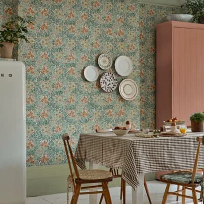 Bower Wallpaper — Indigo,Barbed Berry