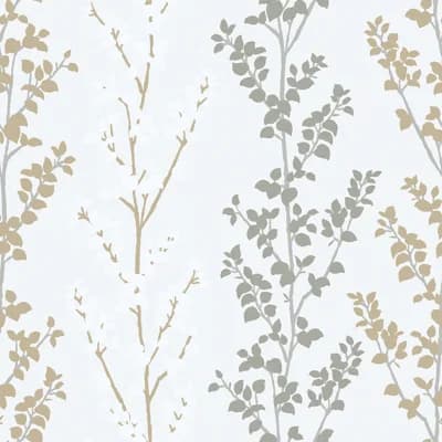 Nordic Elements Metallic Leaf Stem 33' L x 21" W Wallpaper Roll — Gold