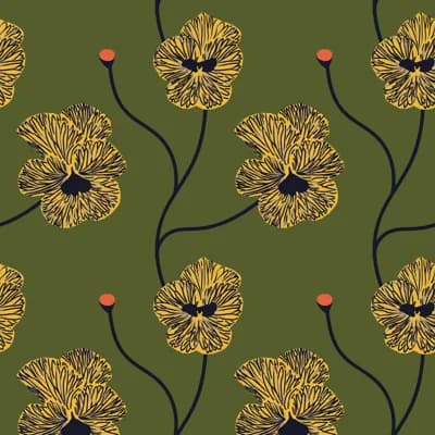 Flourish Floral Matte Wallpaper Roll by Natalie Papier — Olive Canary