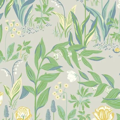 Boråstapeter Spring Garden Wallpaper — Green,Light Gray