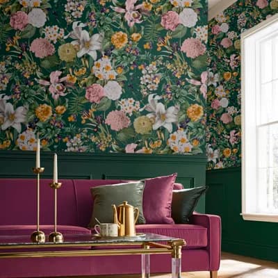 Glasshouse Flora Emerald Wallpaper — Green