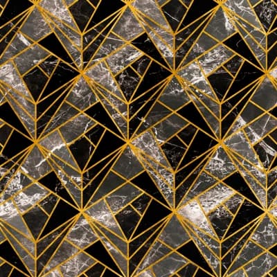 Manhattan Geometric Non-Pasted Satin and Matte Wallpaper Roll — Gray,Black,Gold