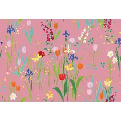 Paule Marrot Floral Non-Pasted Satin Wallpaper Double Roll — Pink