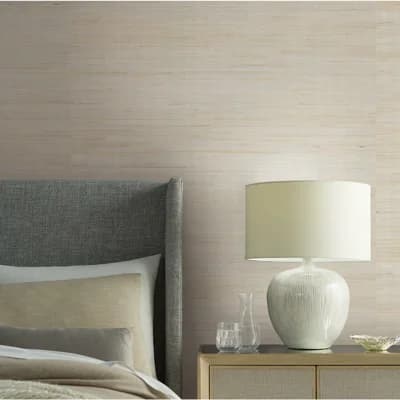 Grass Cloth Non-Pasted Metallic Wallpaper Roll — Silver,Beige